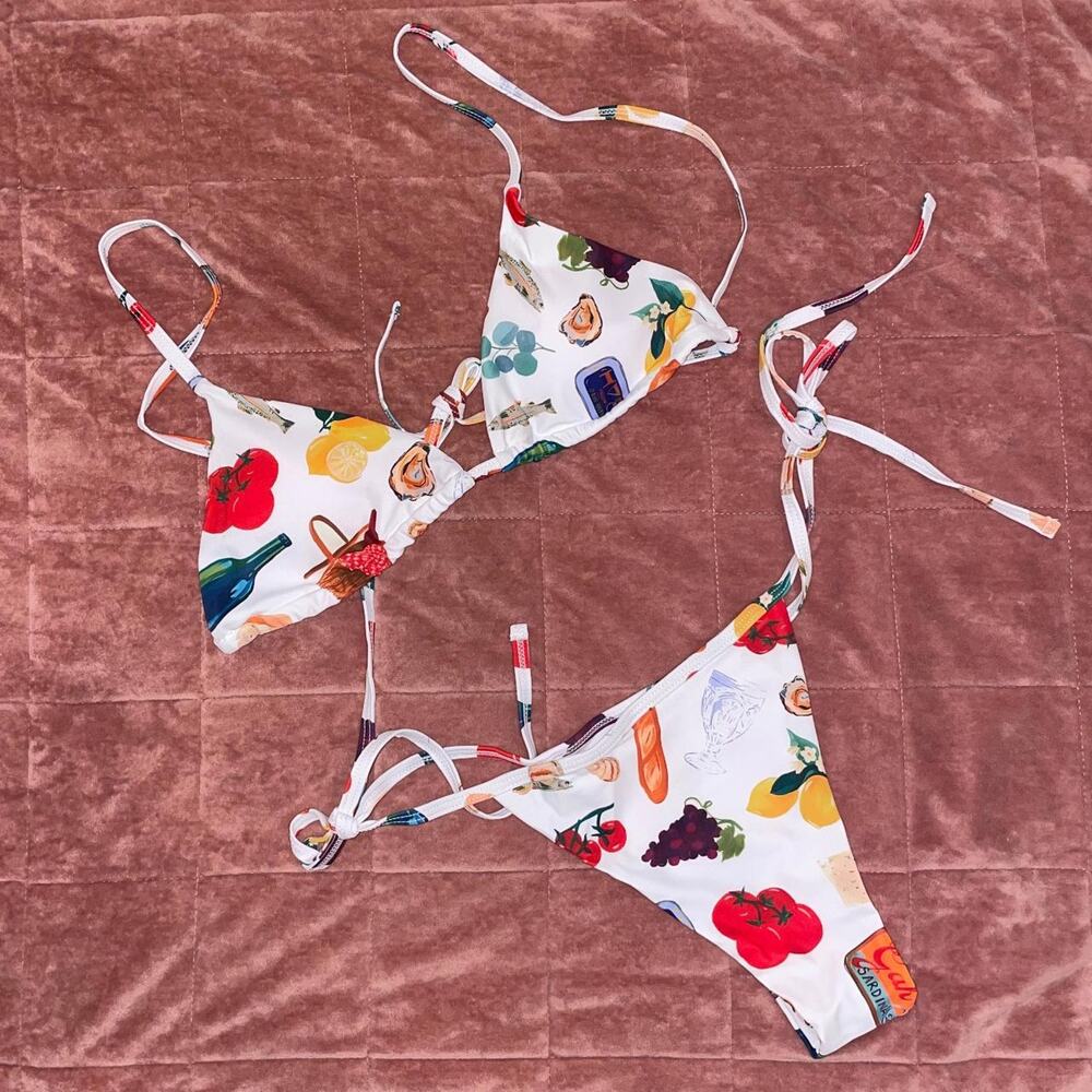Cute Printed White Bikini